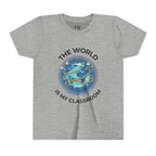 Youth T‑Shirt — "The World Is My Classroom" Globe Tee for Young Explorers