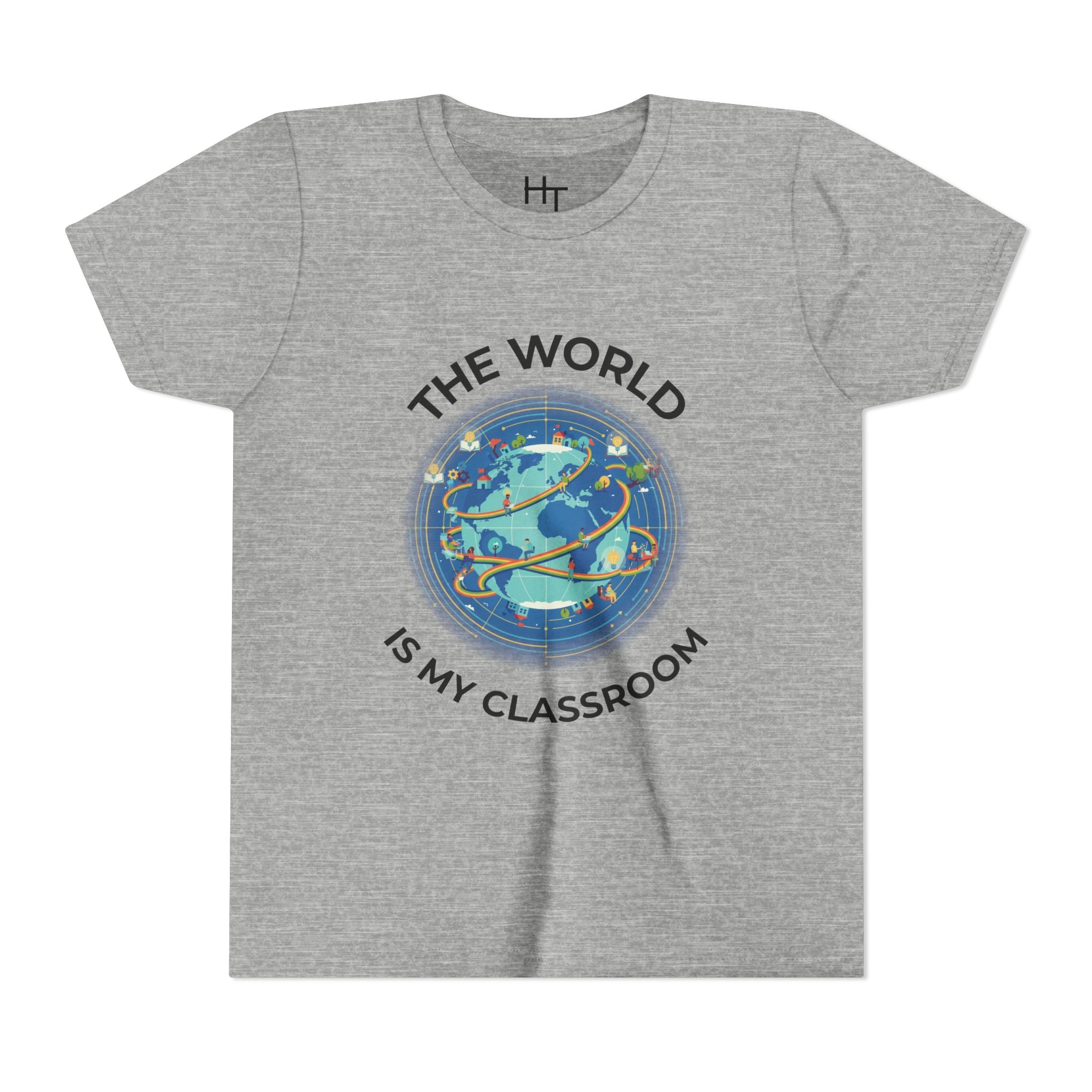 Youth T‑Shirt — "The World Is My Classroom" Globe Tee for Young Explorers