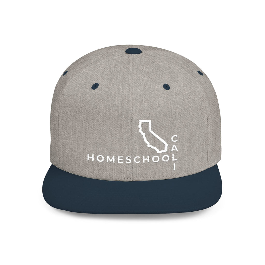 California Homeschool Flat Bill Snapback Hat (WHITE embroidery)