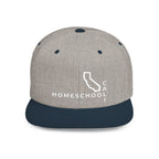 California Homeschool Flat Bill Snapback Hat (WHITE embroidery)