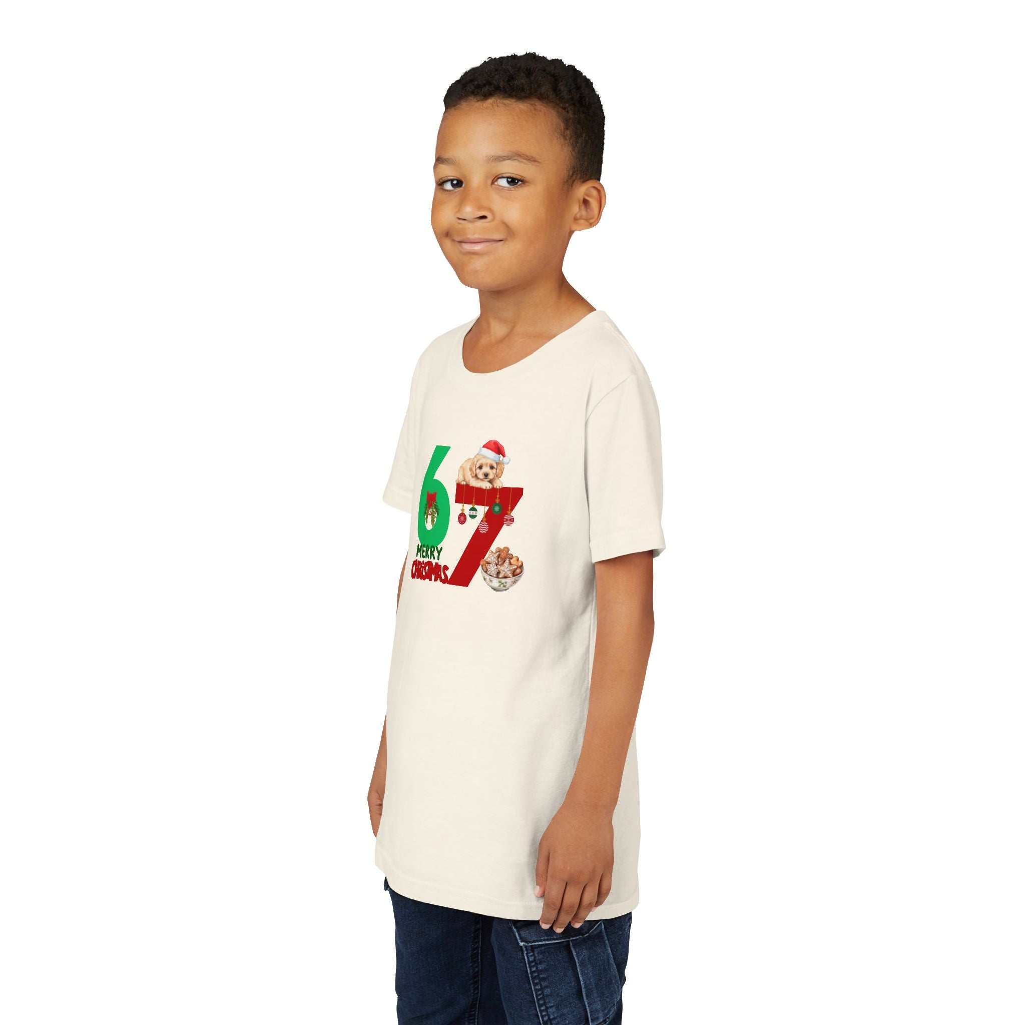 Youth Tee – '67 Merry Christmas' Cute Puppy Holiday Shirt