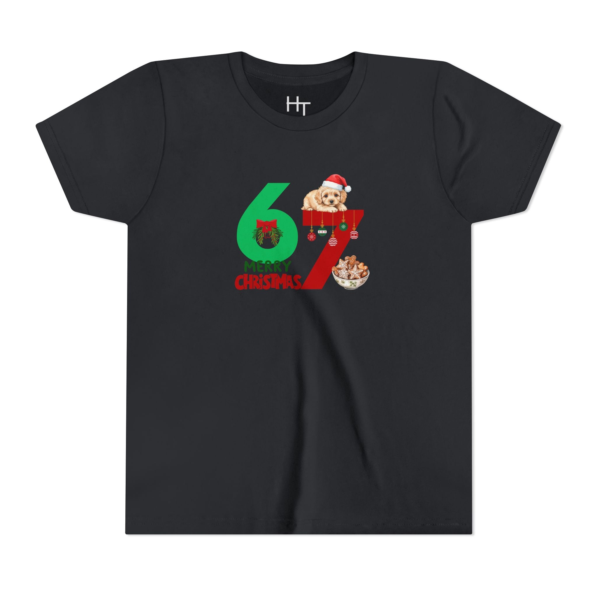 Youth Tee – '67 Merry Christmas' Cute Puppy Holiday Shirt