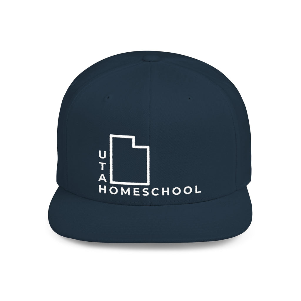 Utah Homeschool Flat Bill Snapback Hat (WHITE embroidery)