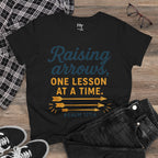 Raising Arrows T-Shirt — "Raising arrows, one lesson at a time. Psalm 127:4" Faith Mom Tee