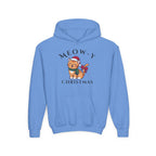 Meowy Christmas Youth Hoodie — Cute Cat Santa Holiday Sweatshirt