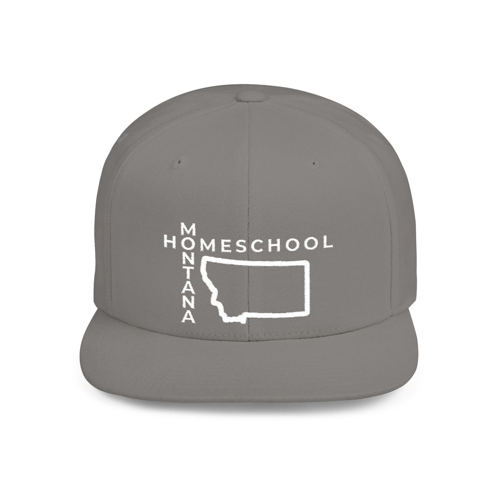 Montana Homeschool Flat Bill Snapback Hat (WHITE embroidery)