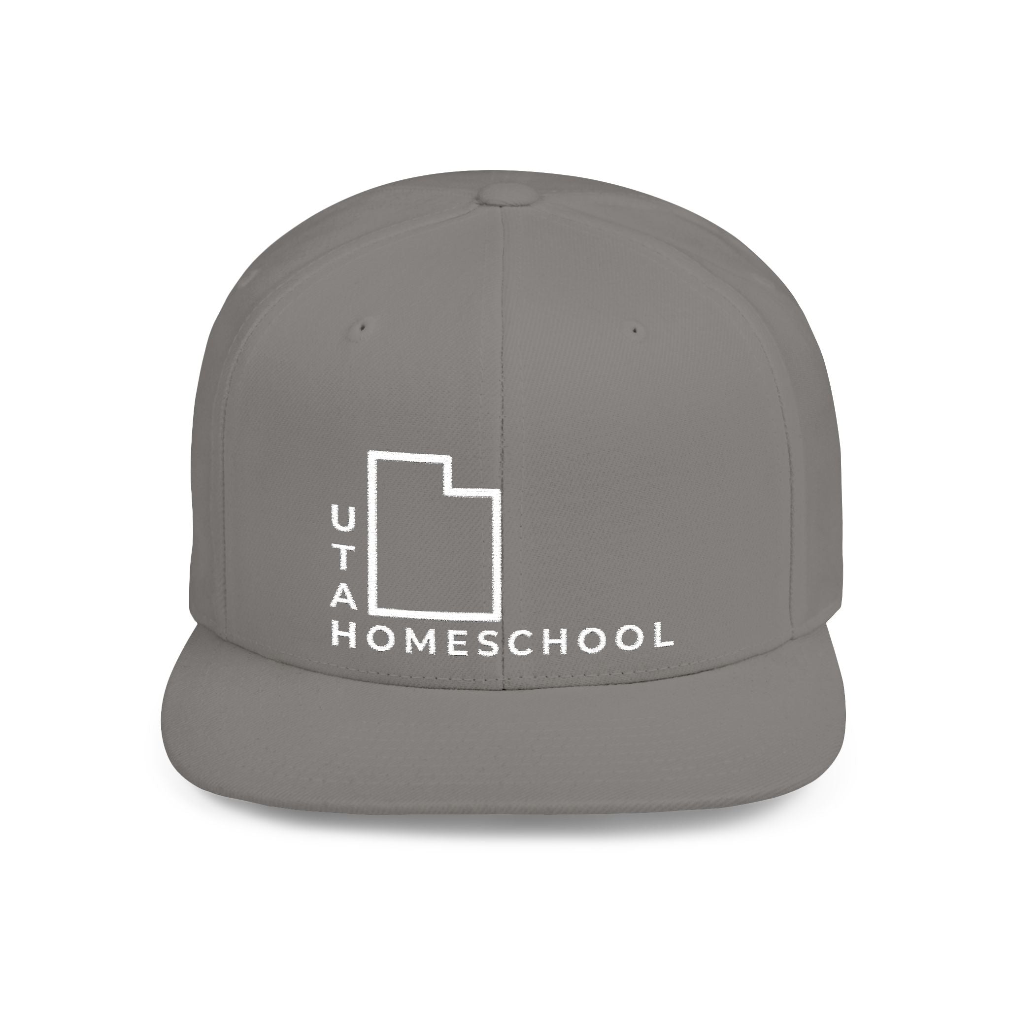 Utah Homeschool Flat Bill Snapback Hat (WHITE embroidery)