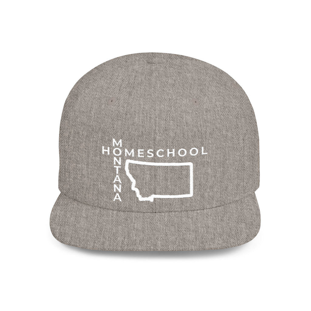 Montana Homeschool Flat Bill Snapback Hat (WHITE embroidery)