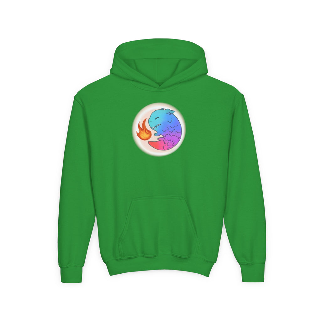 Youth Hoodie — Colorful Fire-Breathing Dragon Graphic