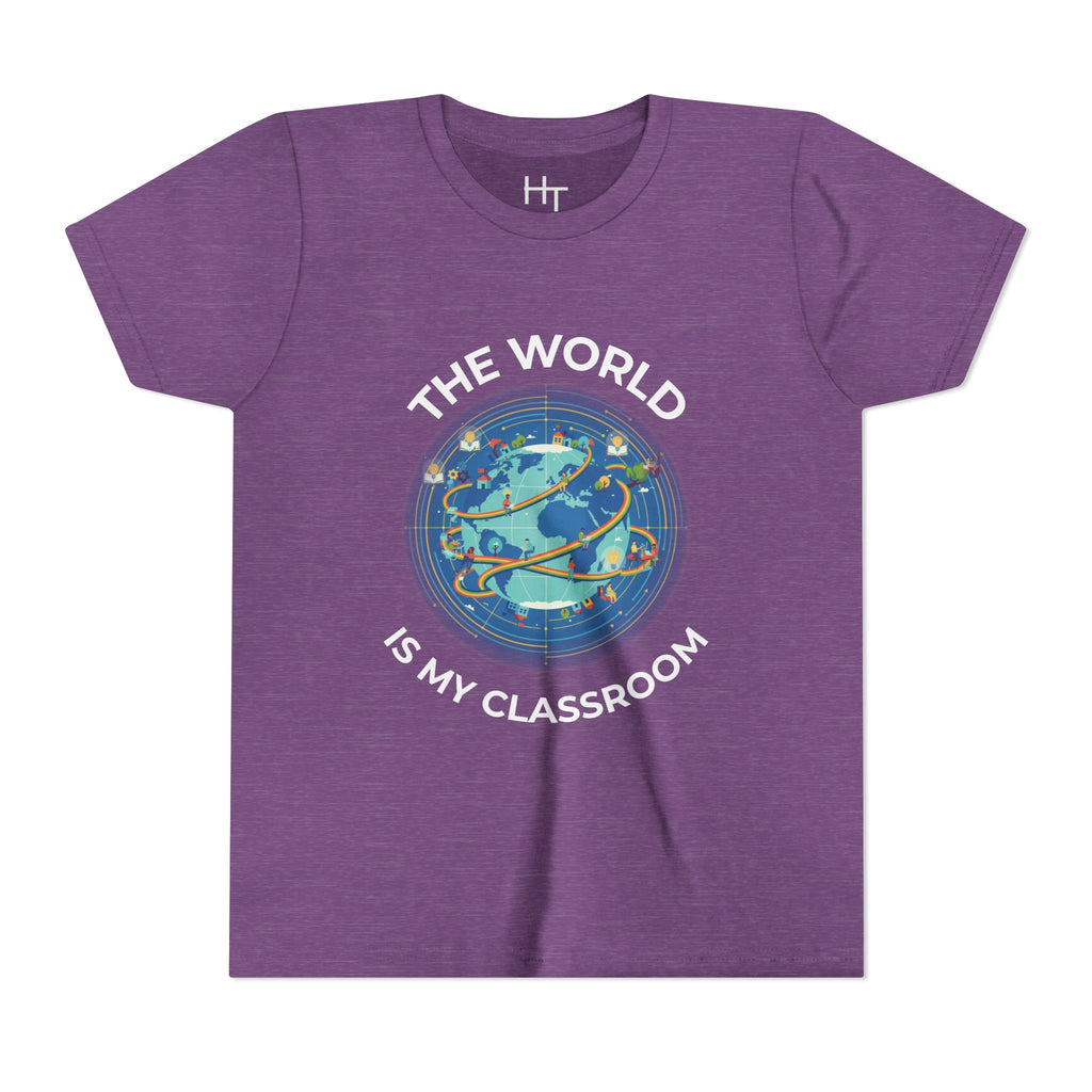 Youth T‑Shirt — "The World Is My Classroom" Globe Tee for Young Explorers