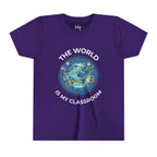 Youth T‑Shirt — "The World Is My Classroom" Globe Tee for Young Explorers