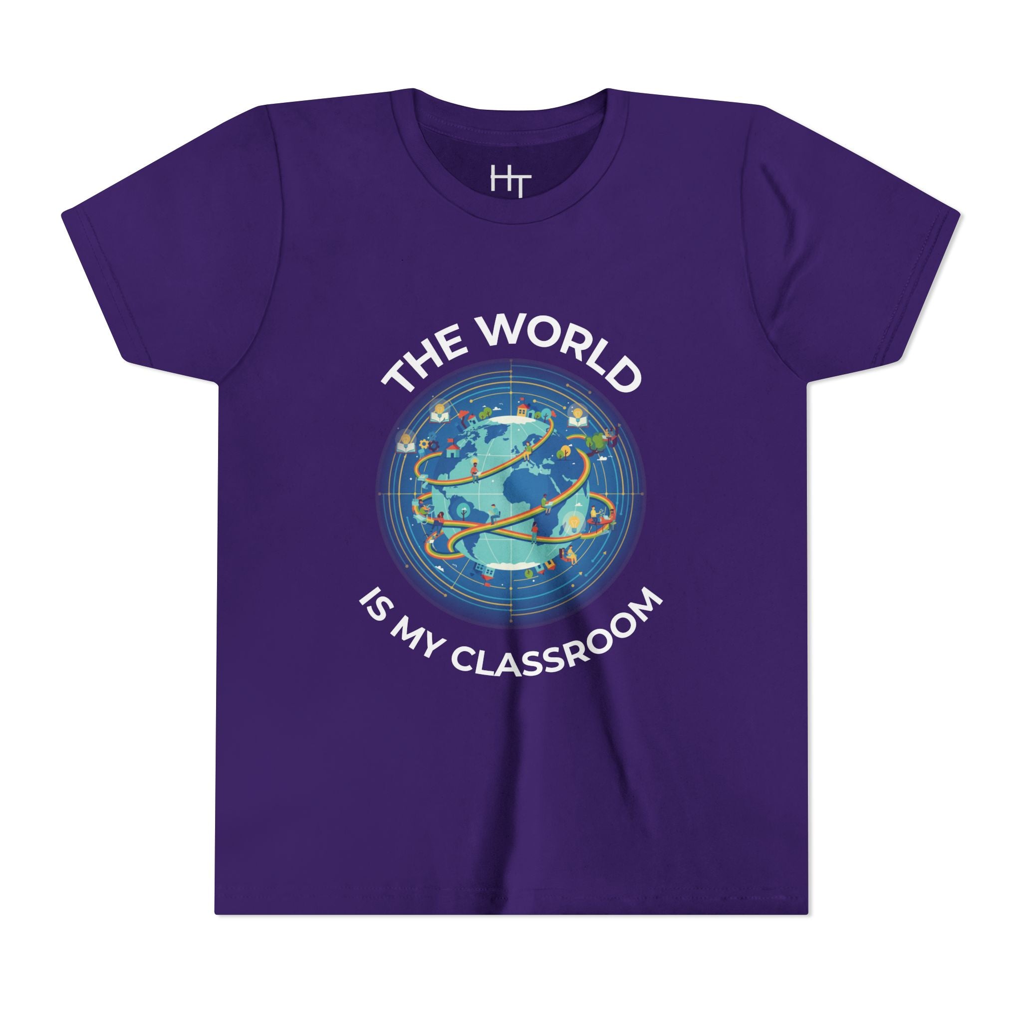 Youth T‑Shirt — "The World Is My Classroom" Globe Tee for Young Explorers