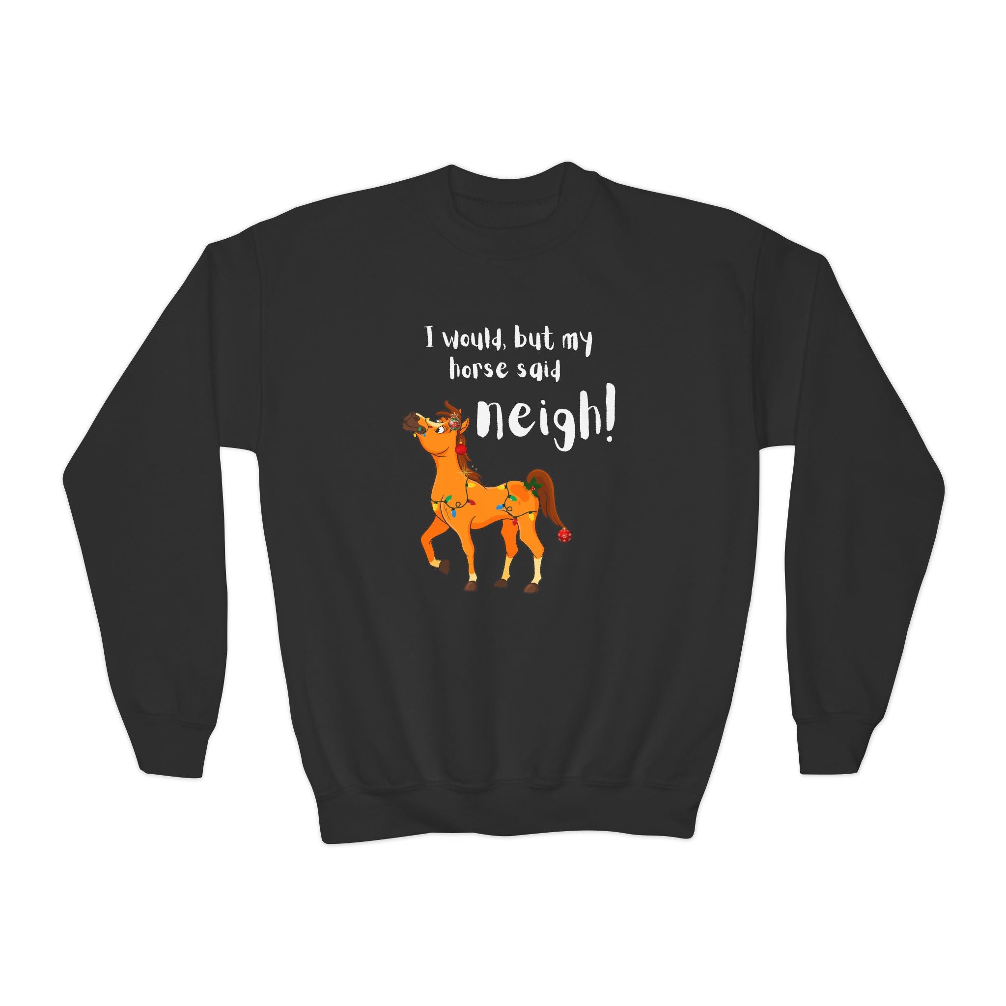 Youth Sweatshirt — 'I Would But My Horse Said Neigh' Cute Ornamental Horse