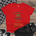 Rooted in Faith Women's Tee — "Growing in Knowledge" Colossians 2:7 Christian T-Shirt