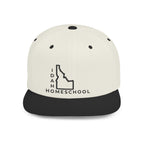 Idaho Homeschool Flat Bill Snapback Hat (BLACK embroidery)