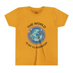 Youth T‑Shirt — "The World Is My Classroom" Globe Tee for Young Explorers