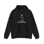 I Love Homeschooling Adult Hoodie — Minimal Heart Finger Design for Homeschool Students/Parents