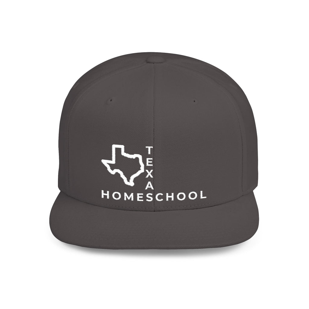 Texas Homeschool Flat Bill Snapback Hat (WHITE embroidery)