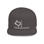 Texas Homeschool Flat Bill Snapback Hat (WHITE embroidery)