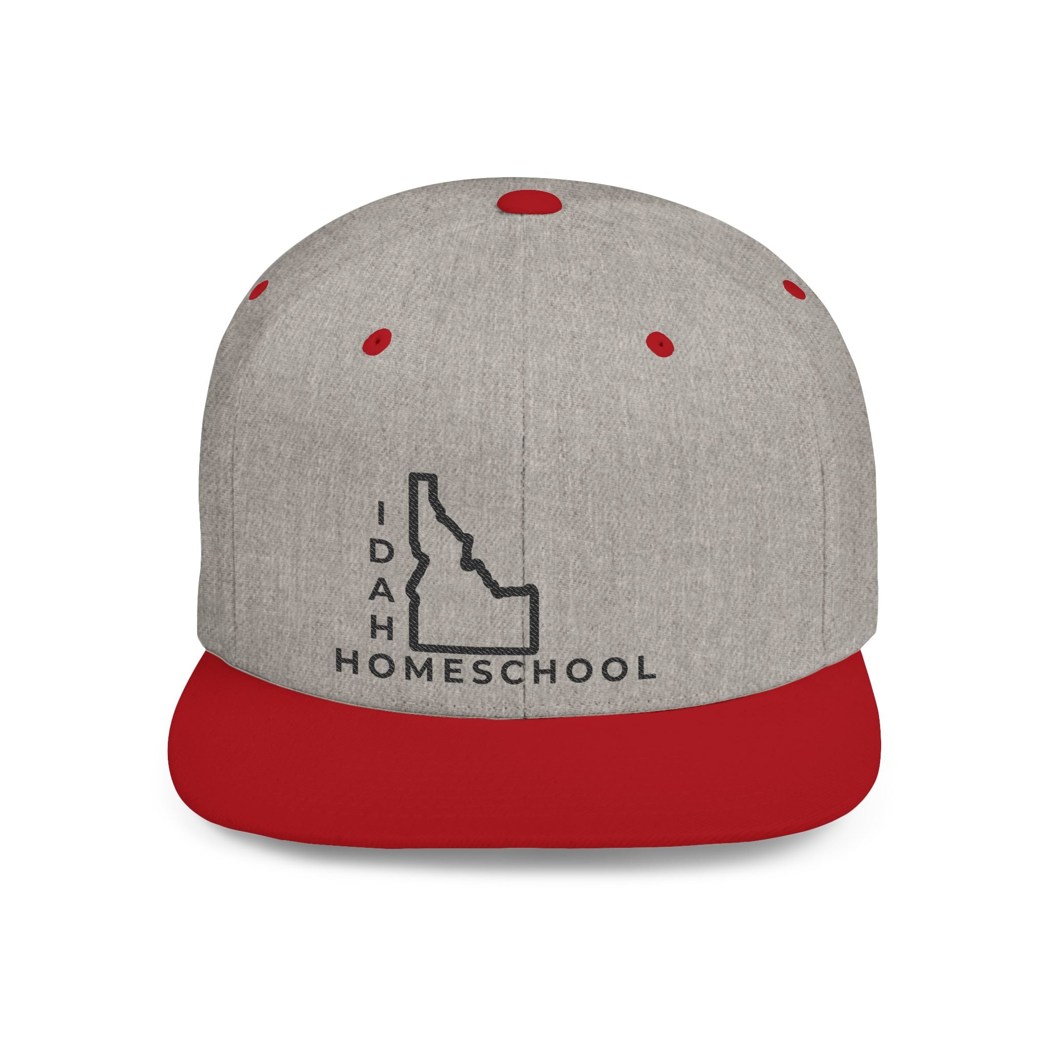 Idaho Homeschool Flat Bill Snapback Hat (BLACK embroidery)