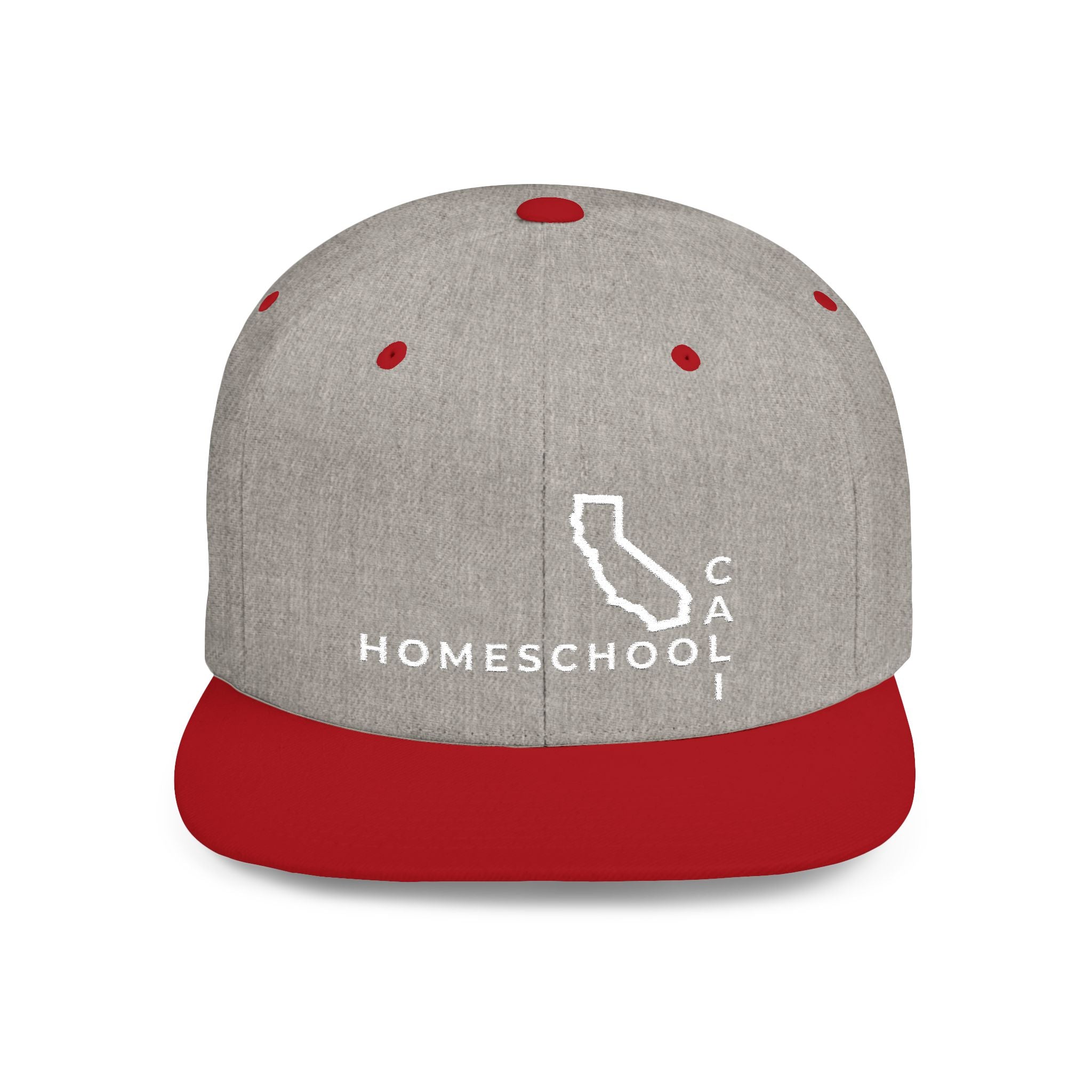 California Homeschool Flat Bill Snapback Hat (WHITE embroidery)