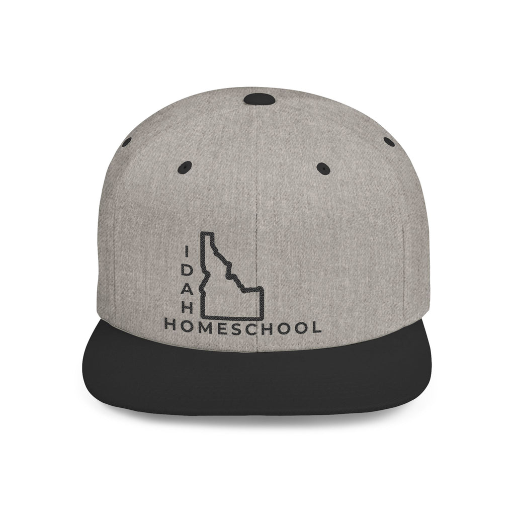 Idaho Homeschool Flat Bill Snapback Hat (BLACK embroidery)