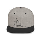 Idaho Homeschool Flat Bill Snapback Hat (BLACK embroidery)