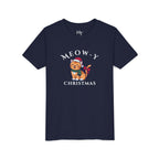 Youth Tee - "Meow-y Christmas" Cute Cat Kids Holiday T-Shirt