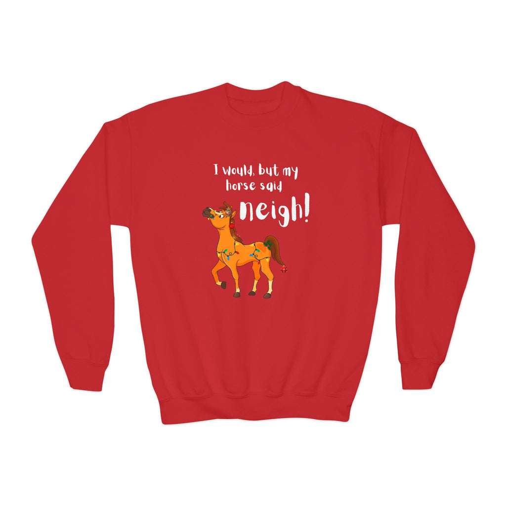 Youth Sweatshirt — 'I Would But My Horse Said Neigh' Cute Ornamental Horse