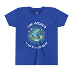 Youth T‑Shirt — "The World Is My Classroom" Globe Tee for Young Explorers