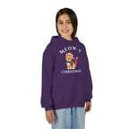 Meowy Christmas Youth Hoodie — Cute Cat Santa Holiday Sweatshirt