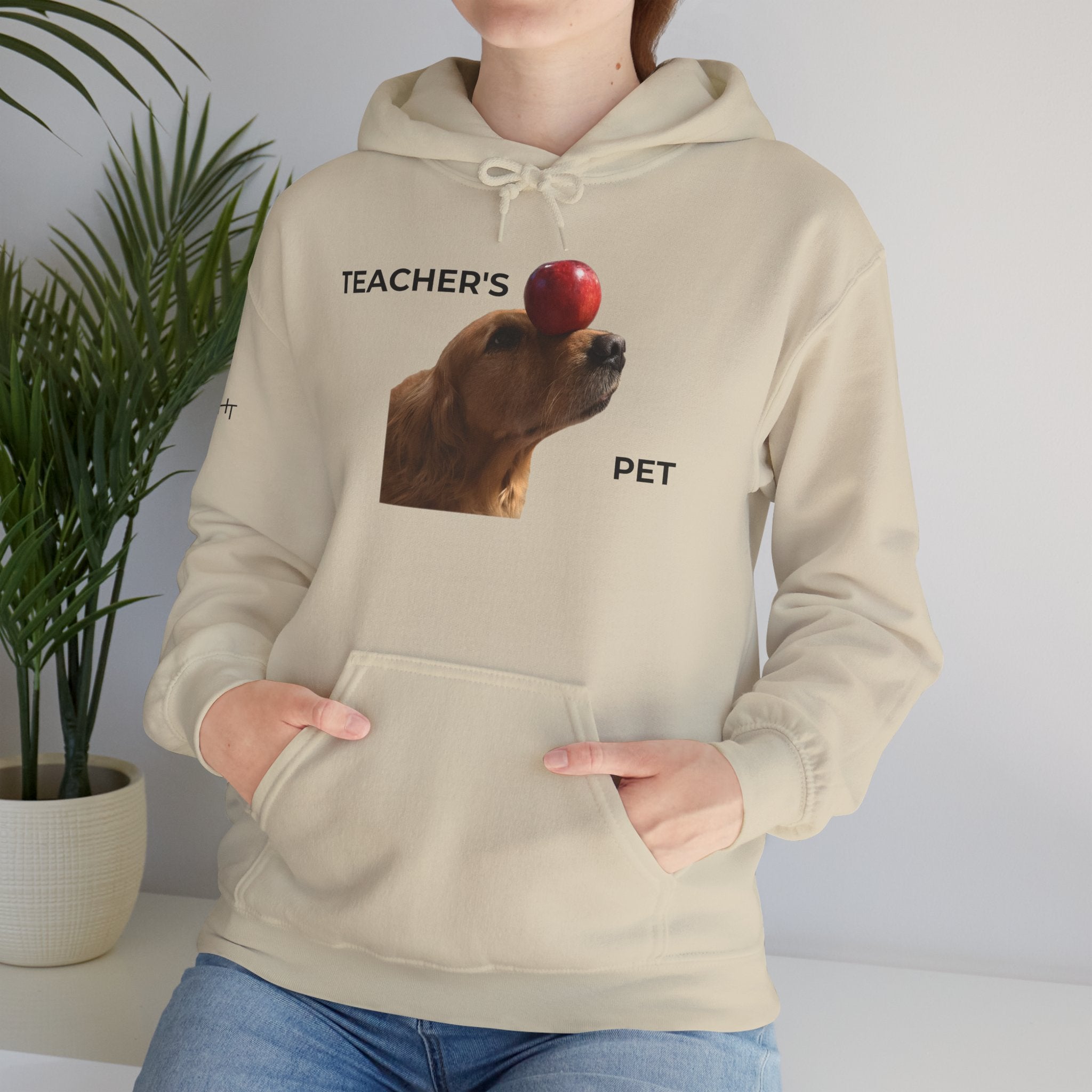 Teacher’s Pet Hoodie – Funny Dog with Apple Design