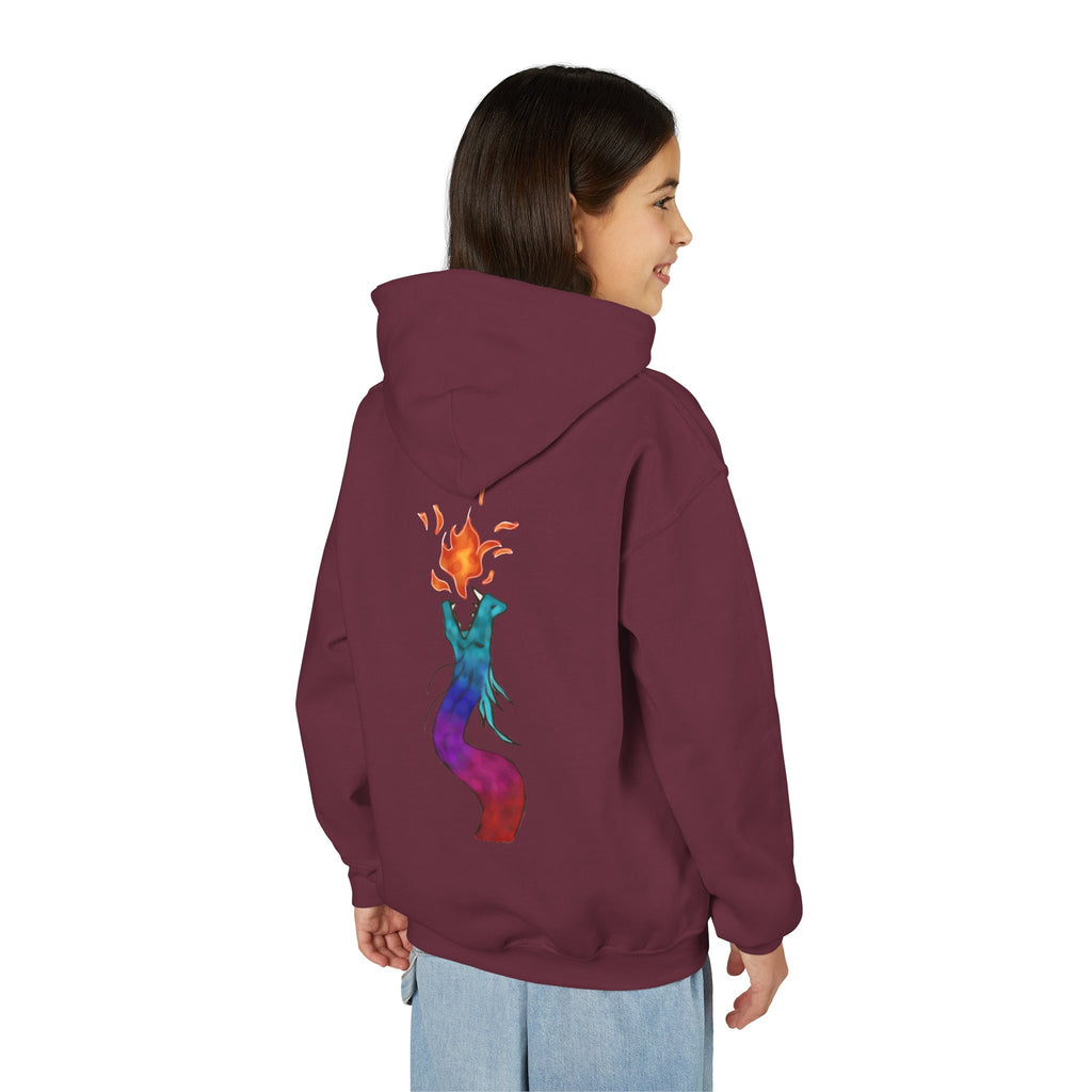 Youth Hoodie — Colorful Fire-Breathing Dragon Graphic