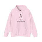 I Love Homeschooling Adult Hoodie — Minimal Heart Finger Design for Homeschool Students/Parents