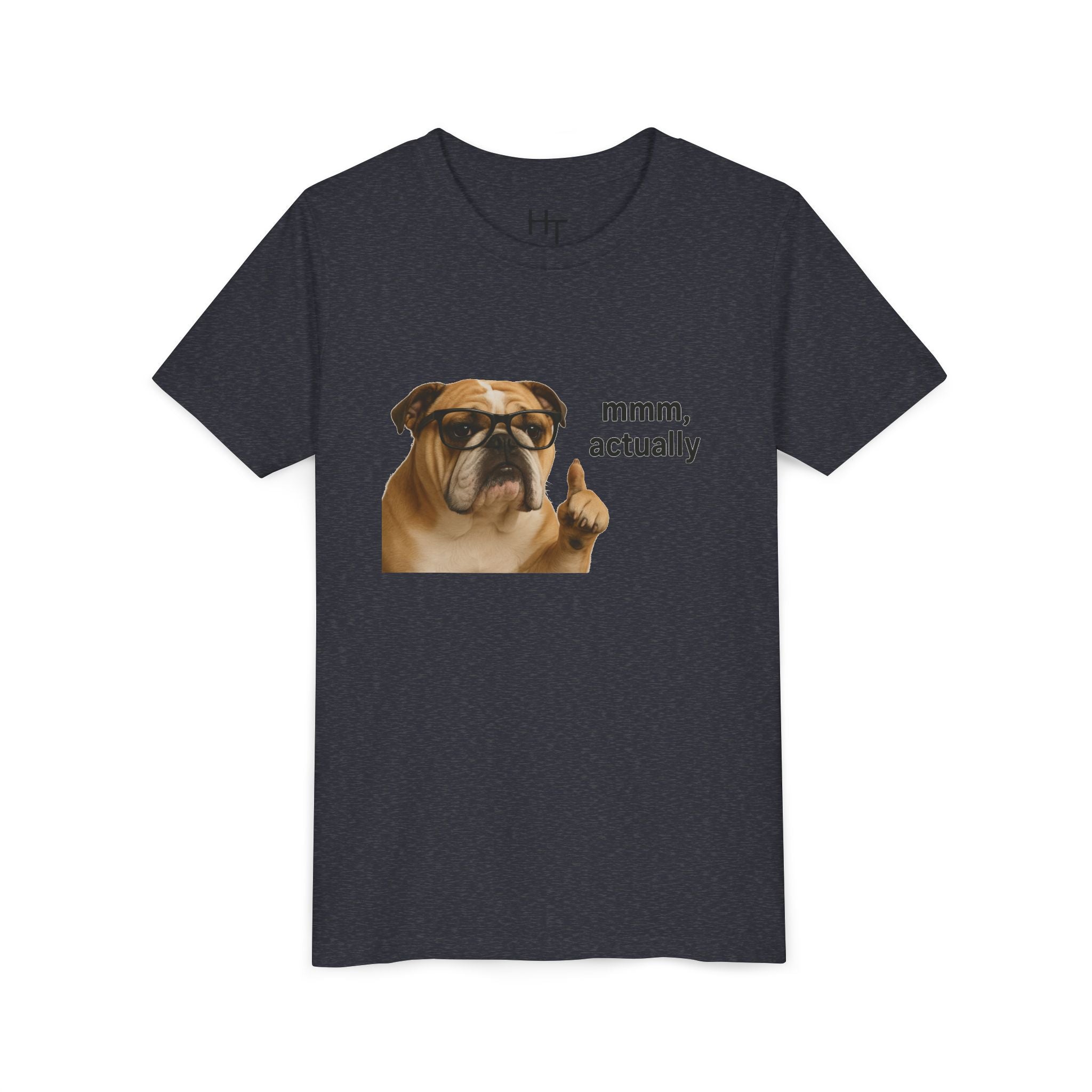 Youth Tee — Funny Bulldog Graphic “mmm, actually” Kids Shirt