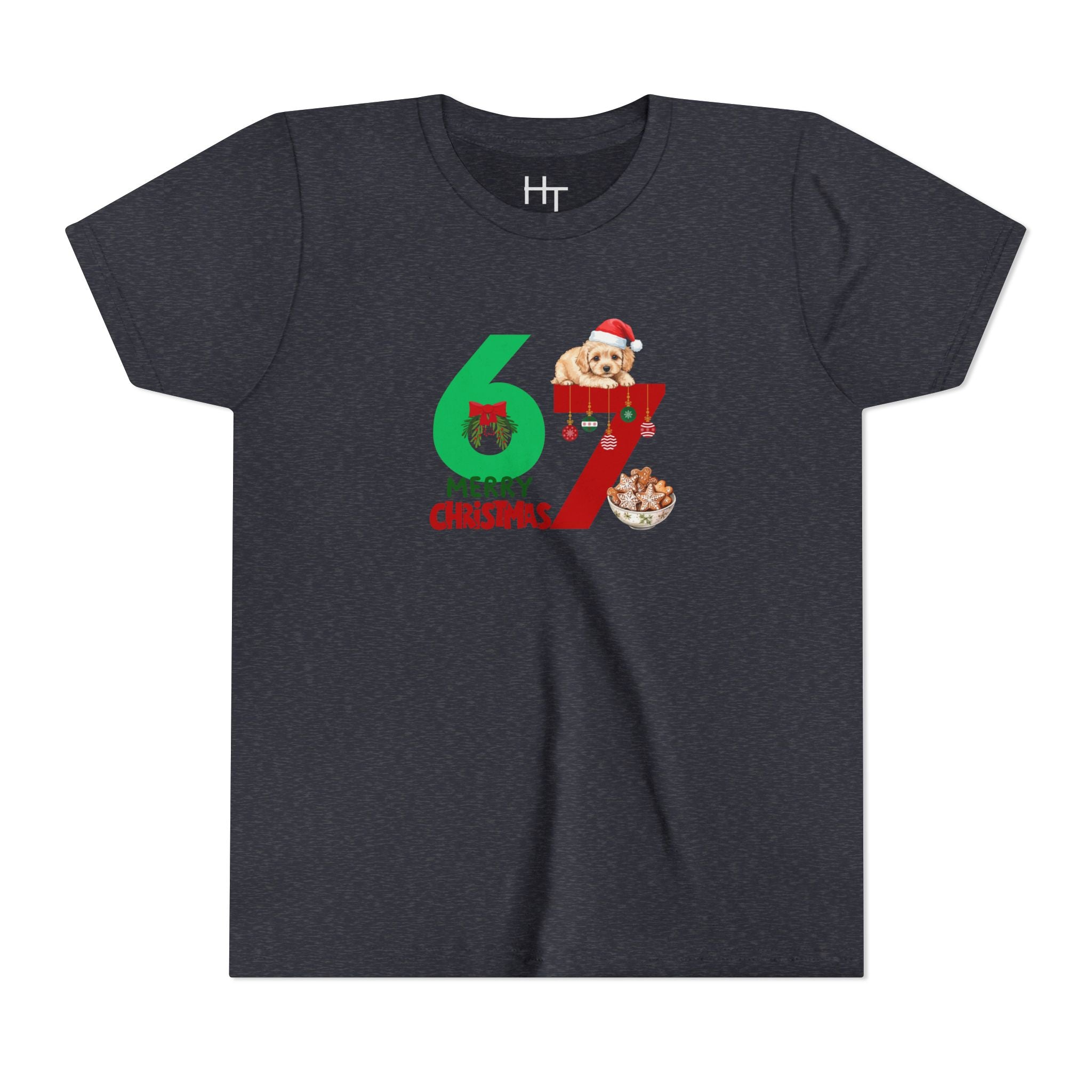 Youth Tee – '67 Merry Christmas' Cute Puppy Holiday Shirt