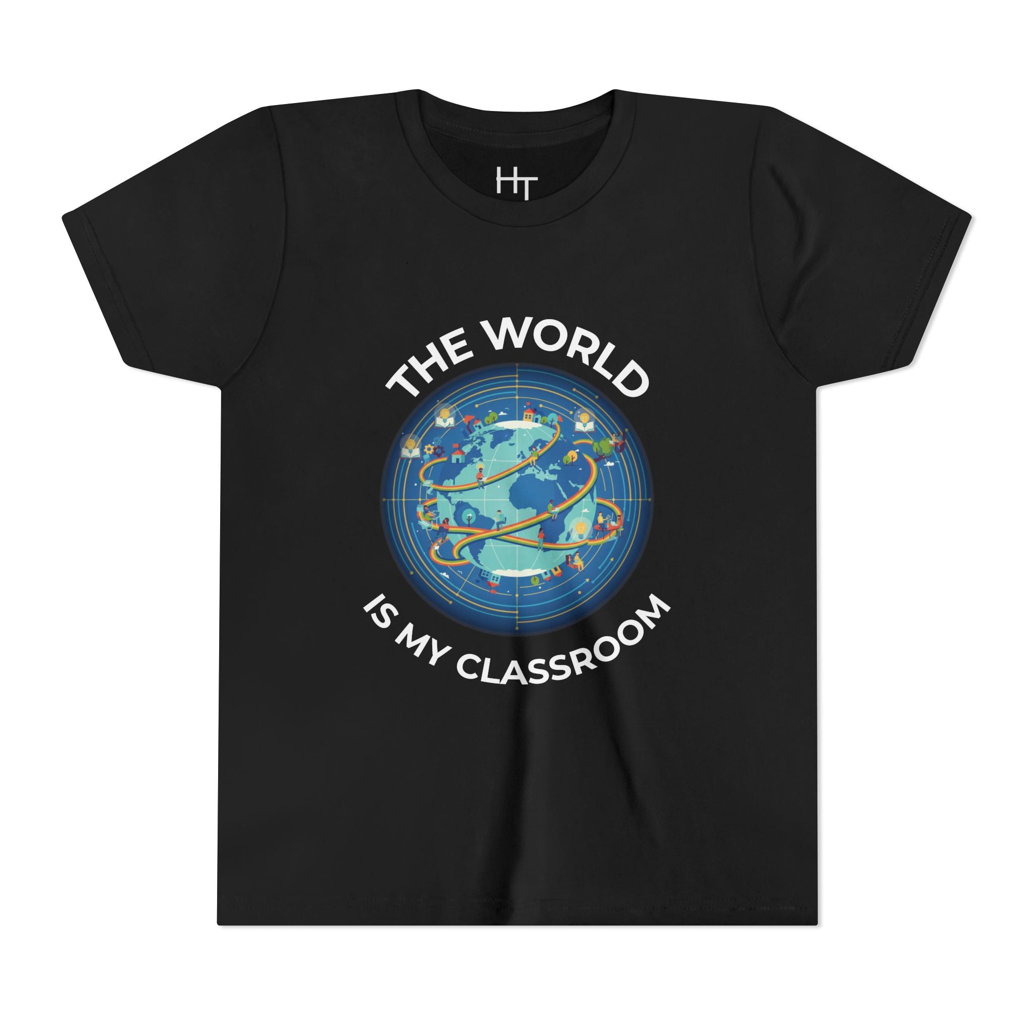 Youth T‑Shirt — "The World Is My Classroom" Globe Tee for Young Explorers