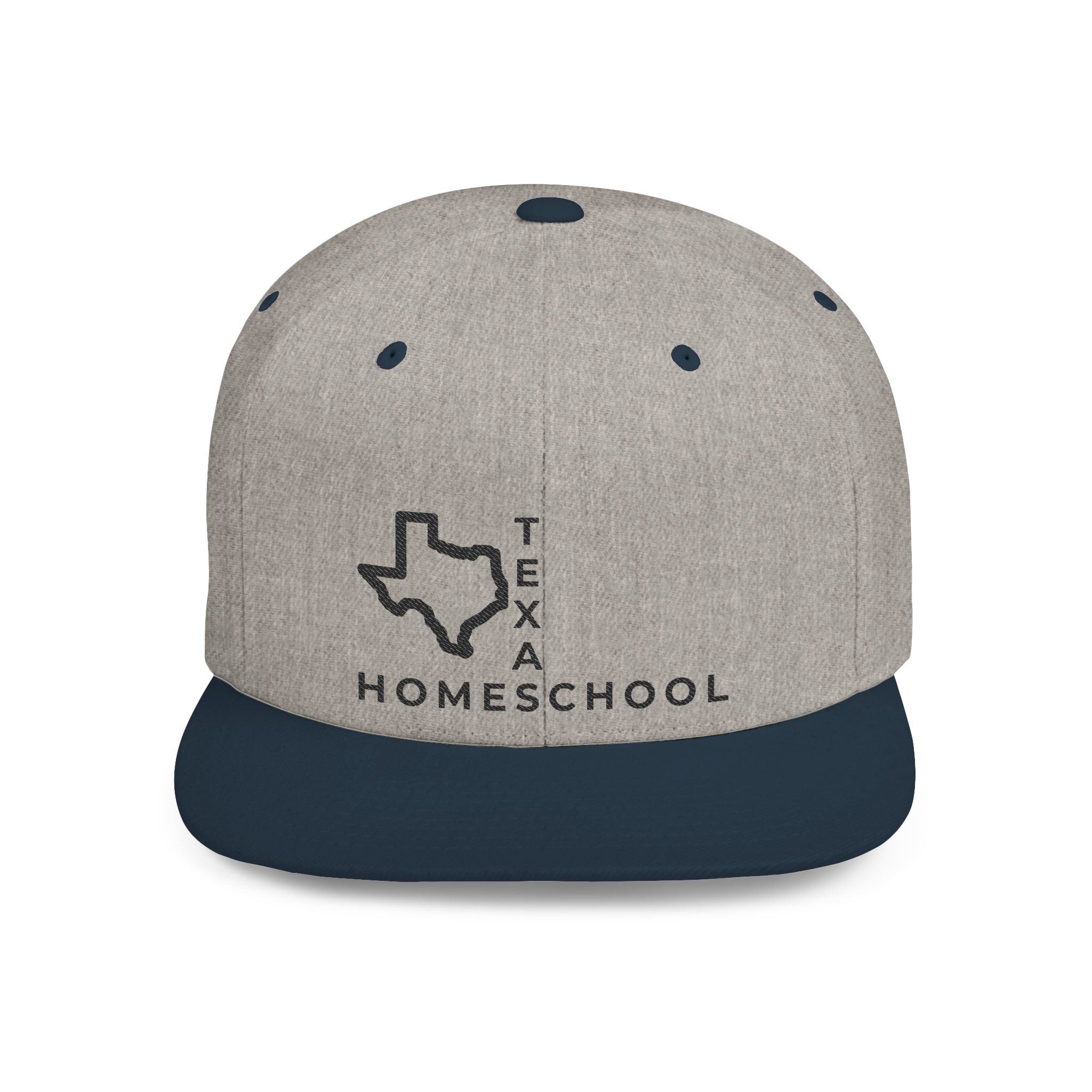 Texas Homeschool Flat Bill Snapback Hat (BLACK embroidery)