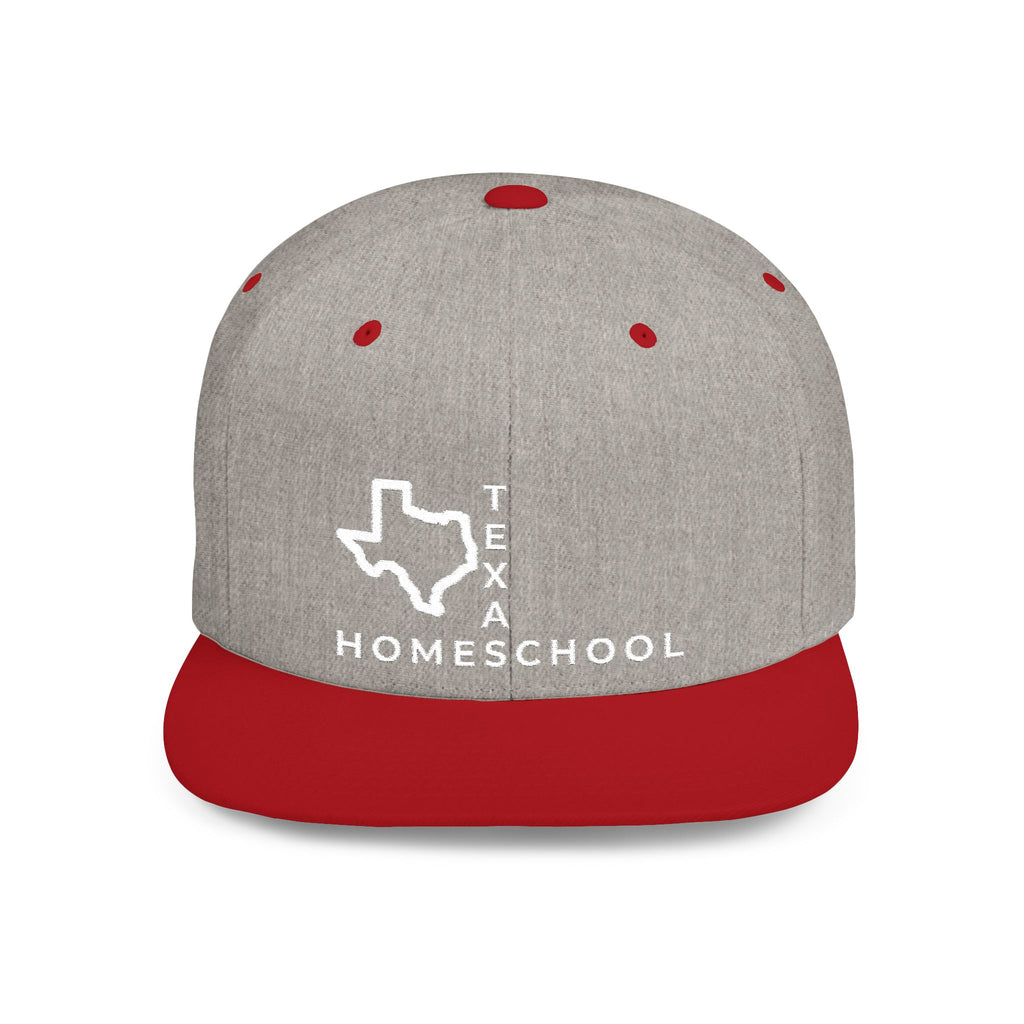 Texas Homeschool Flat Bill Snapback Hat (WHITE embroidery)