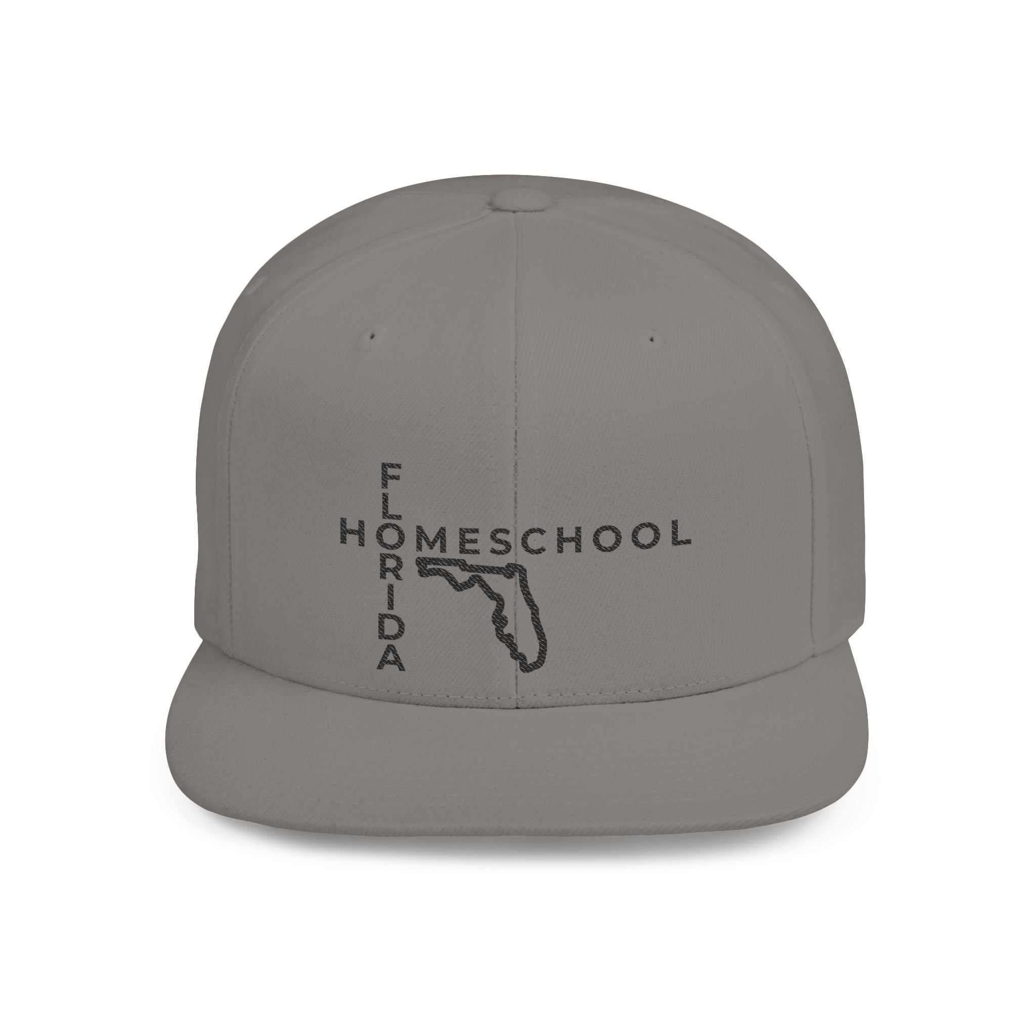 Florida Homeschool Flat Bill Snapback Hat (BLACK embroidery)