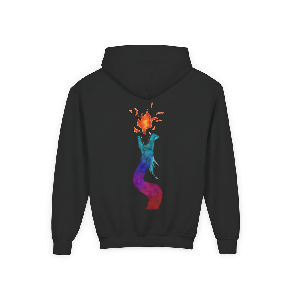 Youth Hoodie — Colorful Fire-Breathing Dragon Graphic