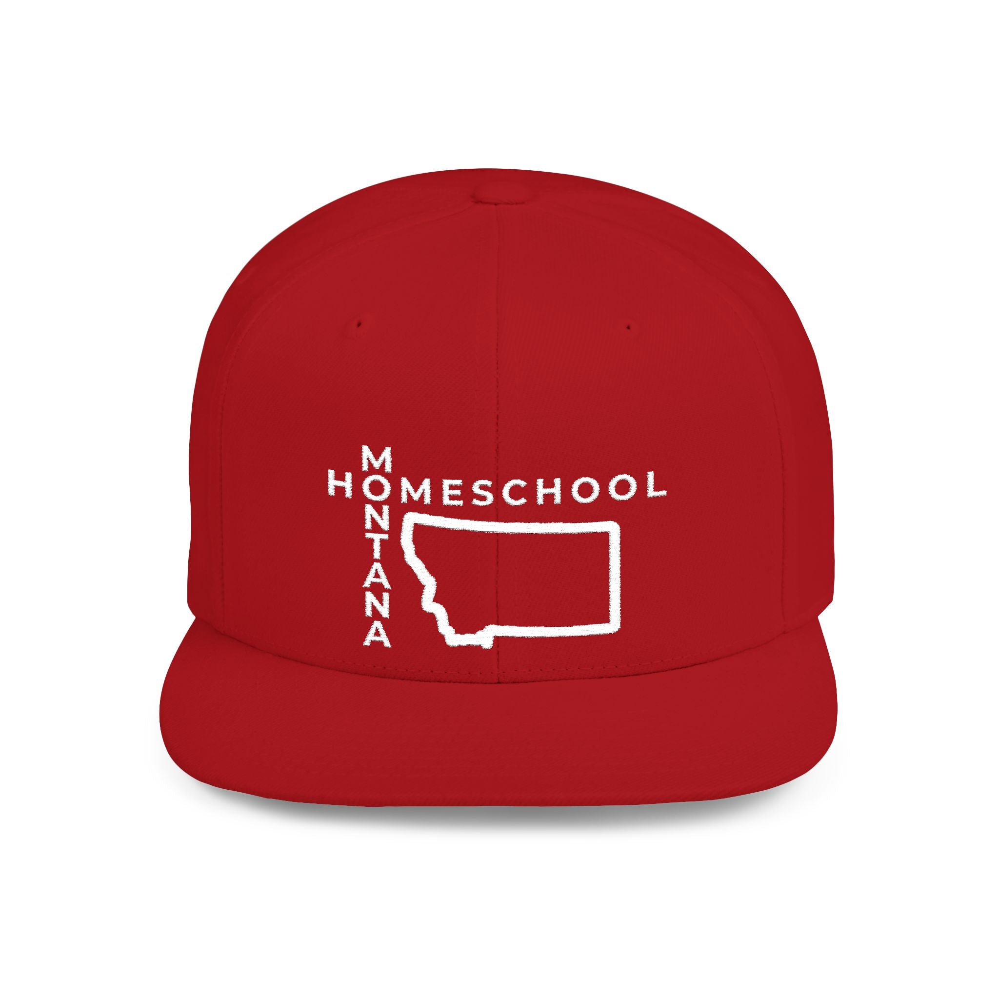 Montana Homeschool Flat Bill Snapback Hat (WHITE embroidery)