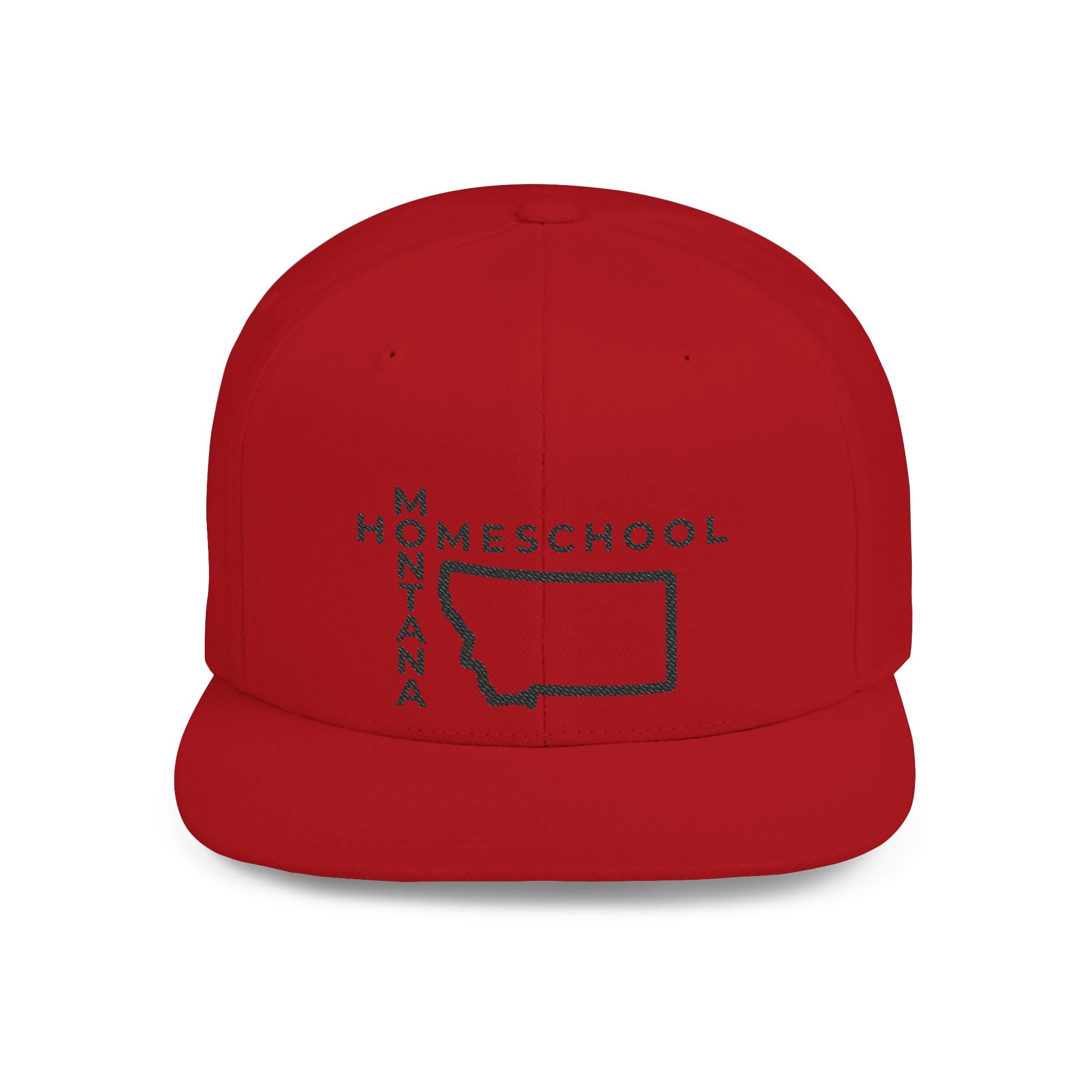 Montana Homeschool Flat Bill Snapback Hat (BLACK embroidery)
