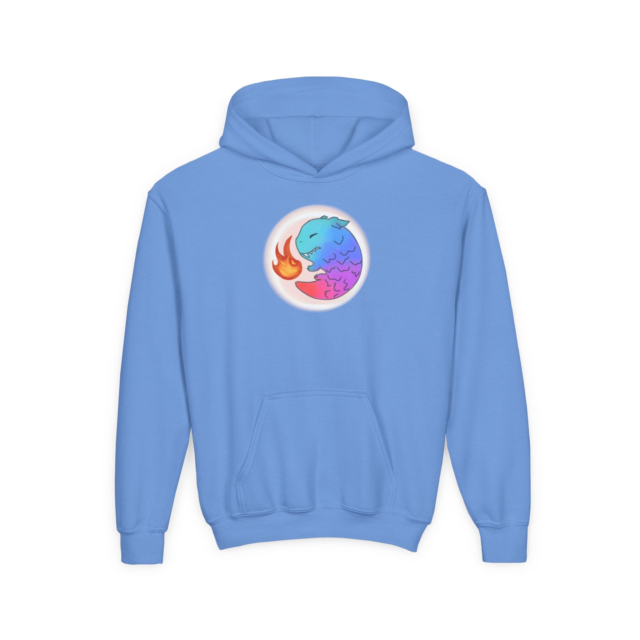 Youth Hoodie — Colorful Fire-Breathing Dragon Graphic