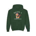 Meowy Christmas Youth Hoodie — Cute Cat Santa Holiday Sweatshirt
