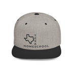 Texas Homeschool Flat Bill Snapback Hat (BLACK embroidery)