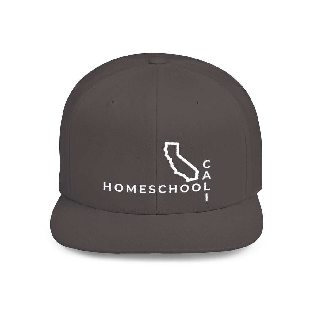 California Homeschool Flat Bill Snapback Hat (WHITE embroidery)
