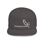 California Homeschool Flat Bill Snapback Hat (WHITE embroidery)