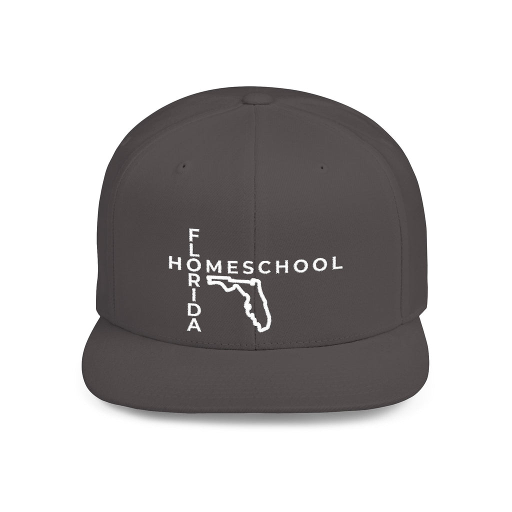 Florida Homeschool Flat Bill Snapback Hat (WHITE embroidery)