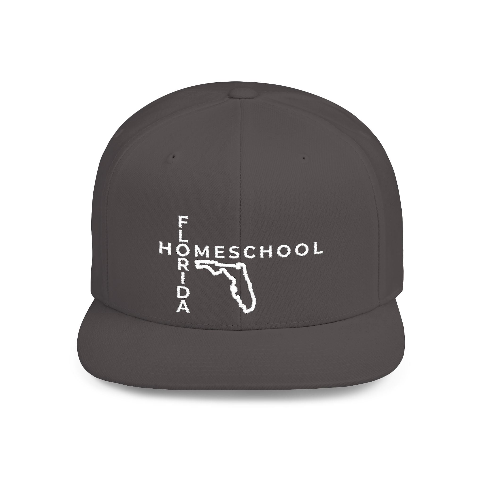 Florida Homeschool Flat Bill Snapback Hat (WHITE embroidery)